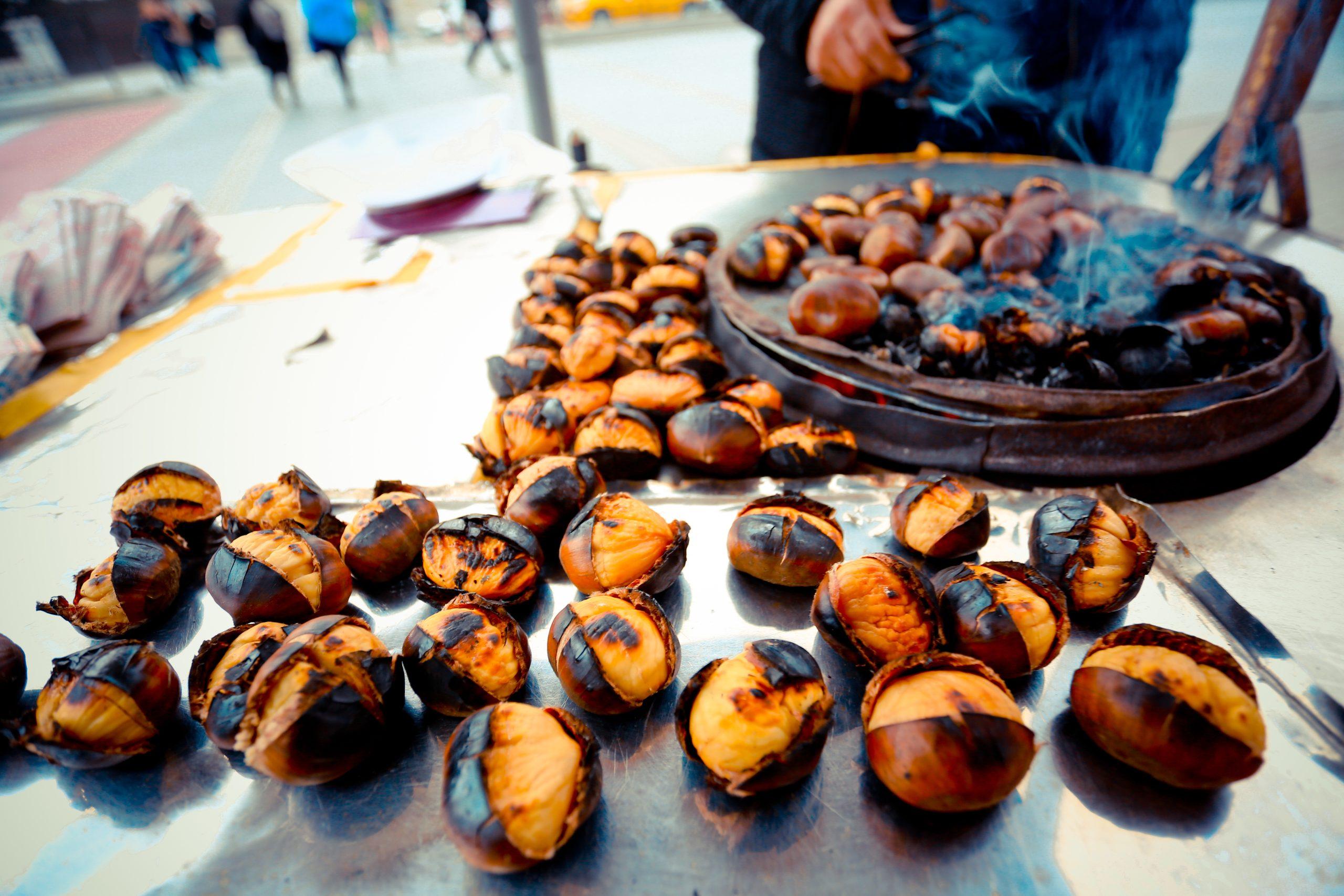 Fried,Chestnuts,On,The,Street.,Street,Food.,Roasted,Chestnuts
